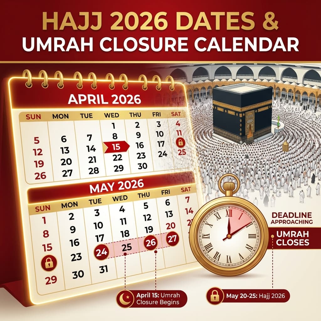 Hajj 2026 Dates & Umrah Season Closure: MUST Book Before April 13 | Complete Calendar